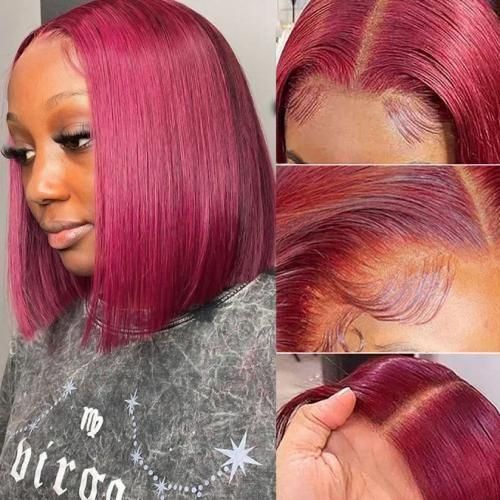 99J Straight Bob Wig 13x4 Lace Front Wig Red Wine Color Hair - 10 Inches Item | Buy 99J Straight Bob Wig 13x4 Lace Front Wig Red Wine Color Hair - 10 Inches | SPOP Enterprise Global